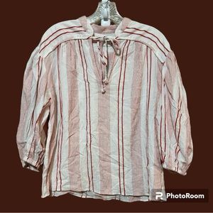 Joie Striped Peasant Blouse Size Medium !